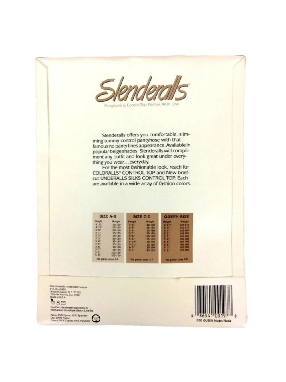 Vtg Hanes Slenderalls Pantyhose Queen Size Nude Beige Control Top Built In Panty